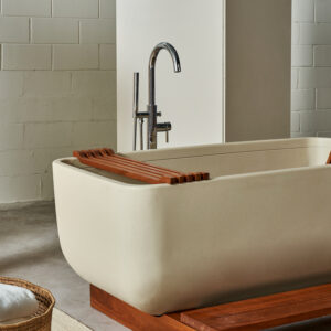 Mineral - AC. Rectangular Bathtub (62 ½" x 27 ½" x 31") Natural Cumaru Wood (Seat and Base)
