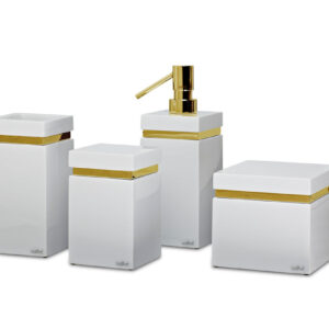 Square Ring Swabs Holder (3" X 3" X 4 ¾") Resin/Gold