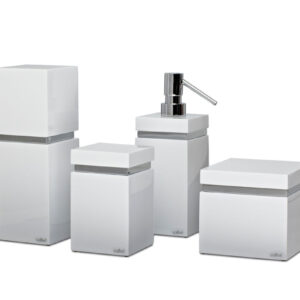 Square Ring Toothbrush Holder With Lid (3" X 3" X 9") Resin/Chrome