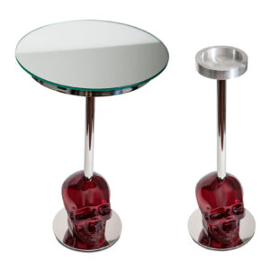Cranium Vintage Table/Ashtray (14" X 14" X 21 ½") Resin/Steel/Aluminum/Mirror