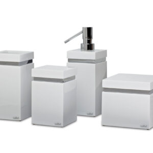 Square Ring 01-Kit (Soap Dispenser/Toothbrush/Cotton/Swabs) Resin/Chrome