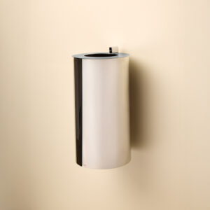 Stainless Steel Wall Wastebasket with Open Lid (Ø6" x 11 ¾") Stainless Steel/Metal