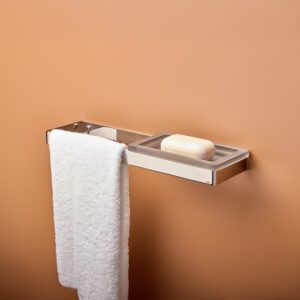 SS Slim Small Shelf whit Tolwer (17 ¾" x 5" x 1 ½") Resin/Polished Stainless Steel