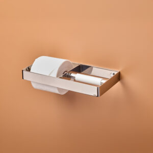 SS Slim Double Paper Holder (11 ¼" x 5 ½" x 1 ¼") Polished Stainless Steel