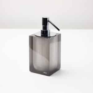 Lux Stainless Steel Lid, Soap Dispenser (3 ½" x 3 ½" x 7 ½") Resin/Polished Stainless Steel