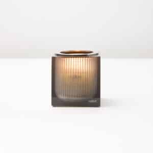 Lux Stainless Steel Lid, Candle Holder with cup and candle (3 ¾" x 3 ¾" x 4") Resin/Polished Stainless Steel