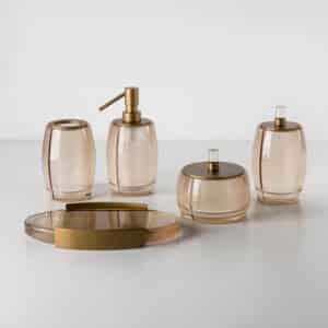 Bespoke Organic, 02-kit (Soap Dispenser/Toothbrush/Cotton/Swabs/Tray for S.Dispenser and Flower Vase) Resin/Metal